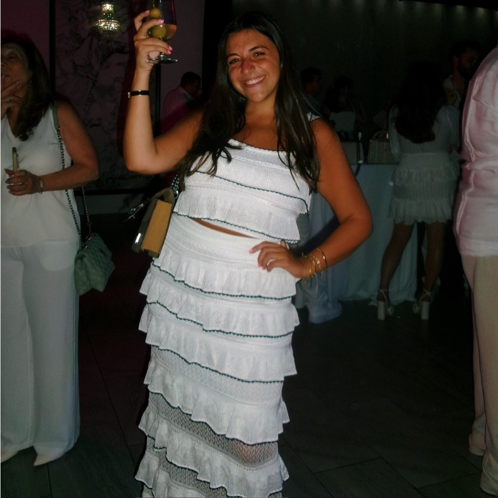 White Ruffled Two-Piece Set